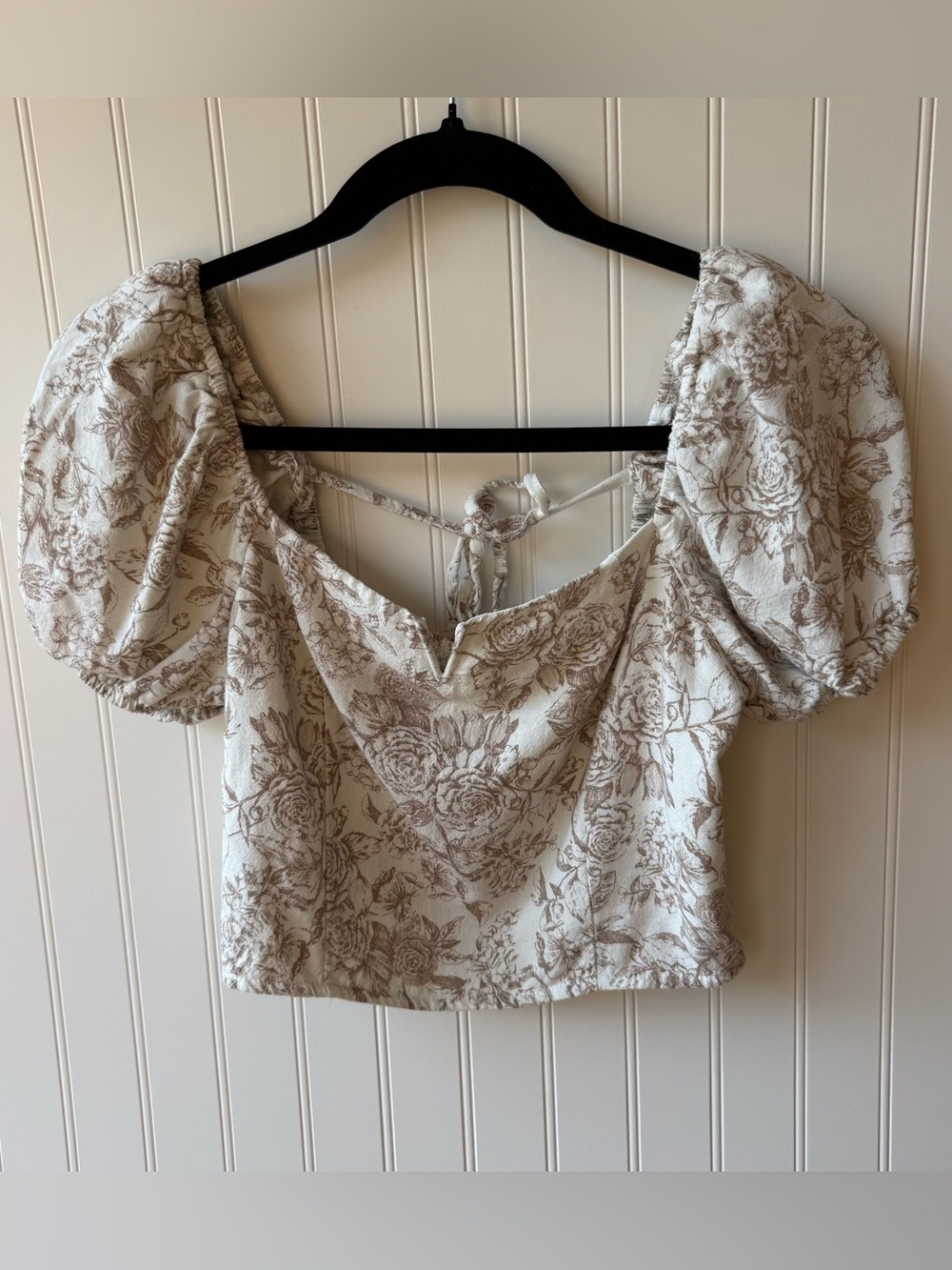 Alter’d State Floral Linen Blend Puff Sleeve Milkmaid Top M Cottagecore Coquette